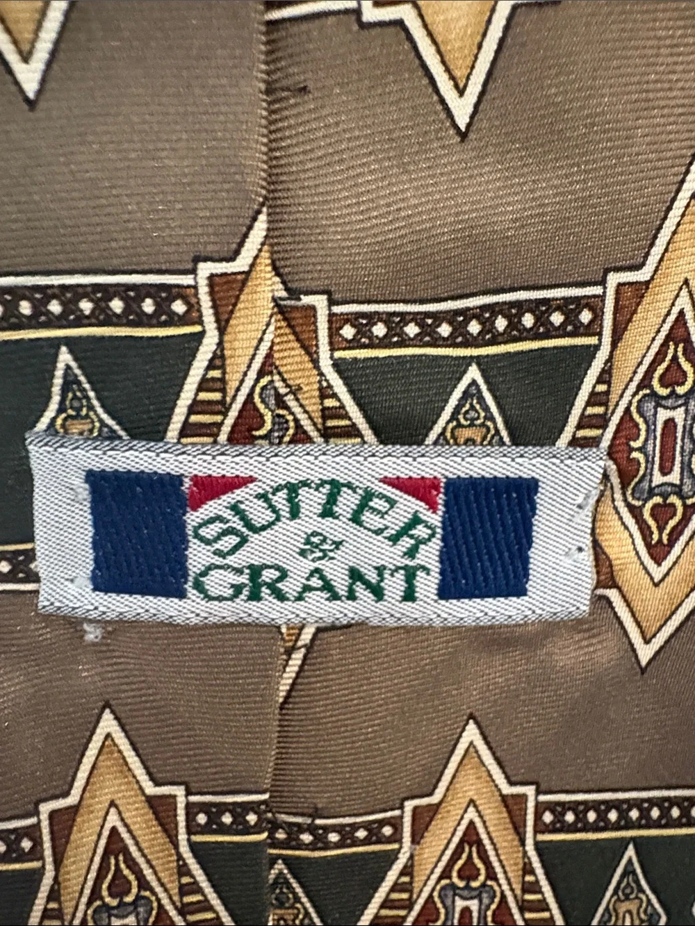 Sutter & Grant Patterned Brown Geometric Silk Tie